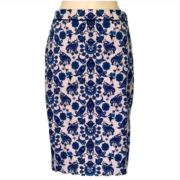 Ted Baker Madisyn blue paisley pencil skirt size 0 nwt - Picture 1 of 10